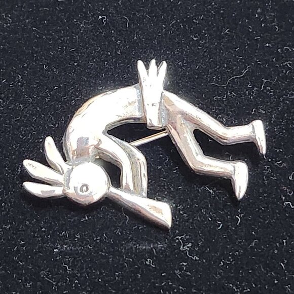 Glen Sandoval (GS) 925 Navajo Kokopelli 1.75 Inch Brooch/Pin Vintage - Picture 5 of 12
